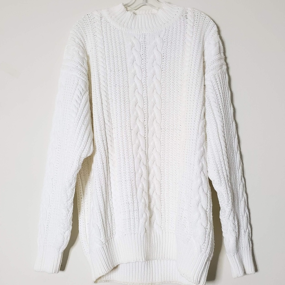 Classic Oversize Cable Knit Sweater by Brass Plum